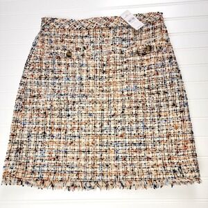 NWT Ann Taylor Skirt Tweed Frayed Hem Mini Skirt Size 0 Womens Multi Color